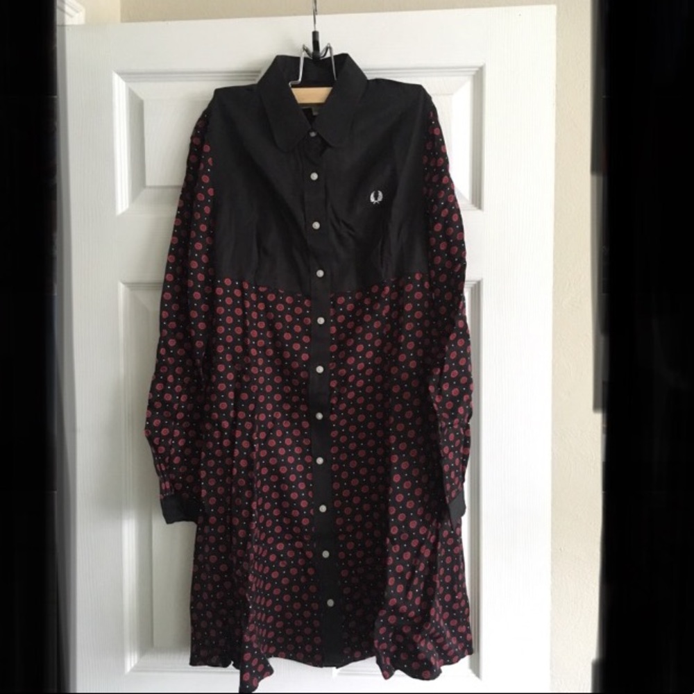 Fred Perry Black Floral Dress w/ Removable Collar
